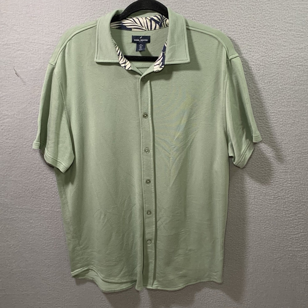 Daniel Hechter sage green Button Down Shirt Mens L casual soft stretchy casual